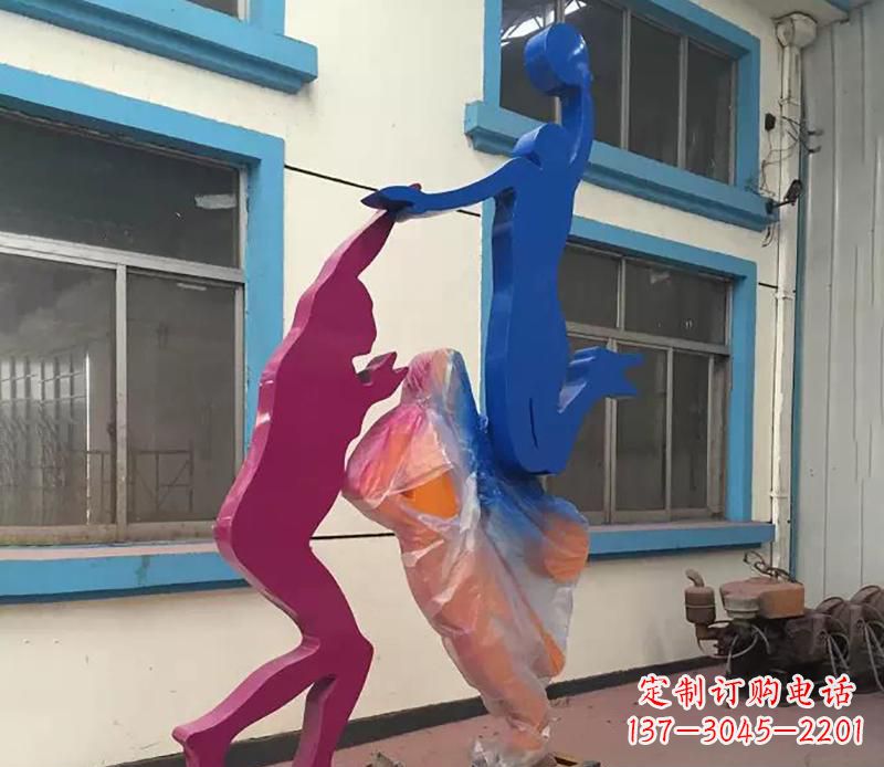 广场不锈钢打篮球雕塑