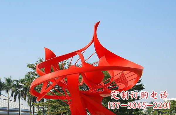 广场不锈钢大型抽象花朵雕塑
