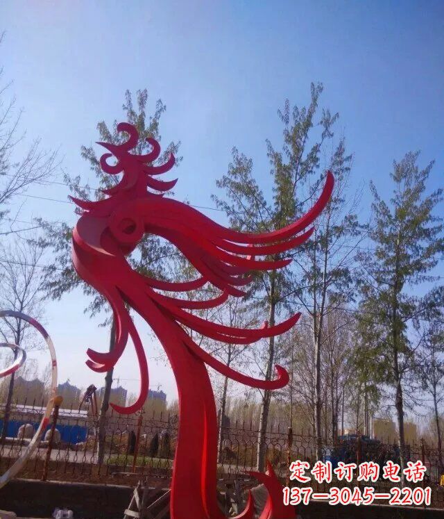 广场不锈钢大型抽象凤凰雕塑