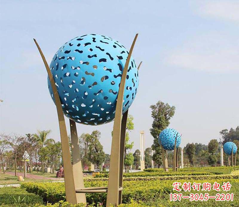 广场不锈钢大型创意镂空圆球景观雕塑