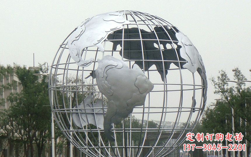 广场不锈钢地球雕塑 (2)