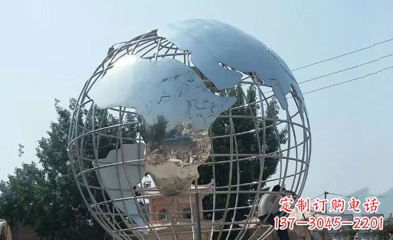 广场不锈钢地球仪雕塑 (2)