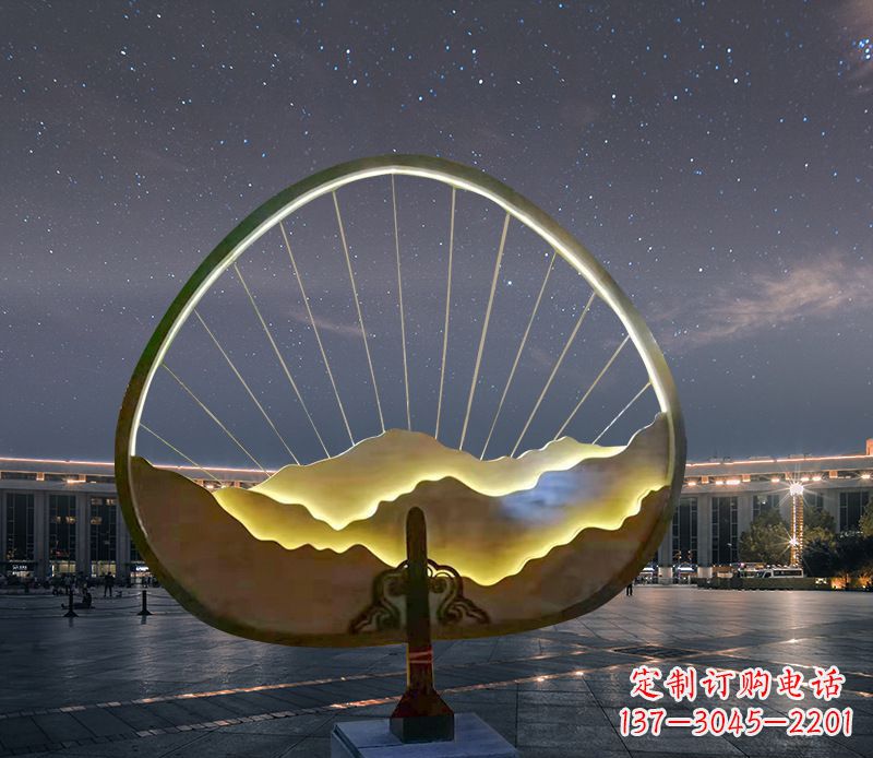 广场不锈钢灯饰造型雕塑