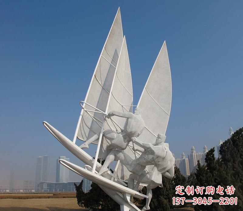 广场不锈钢帆船比赛运动雕塑