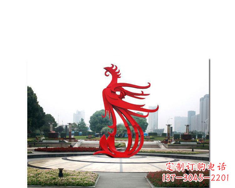广场不锈钢飞翔的凤凰雕塑