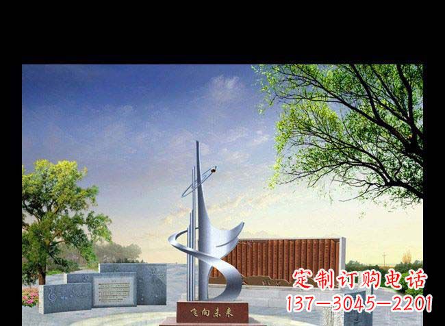 广场不锈钢飞向未来抽象雕塑