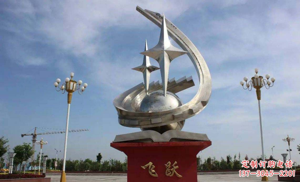广场不锈钢飞跃标志雕塑