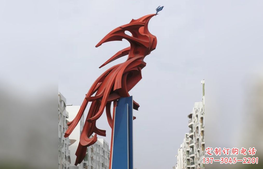 广场不锈钢凤凰抽象雕塑