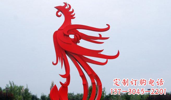 广场不锈钢凤凰雕塑 (3)
