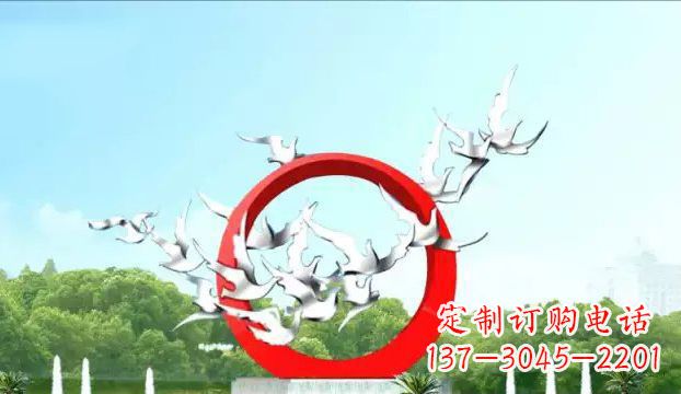 广场不锈钢鸽子雕塑