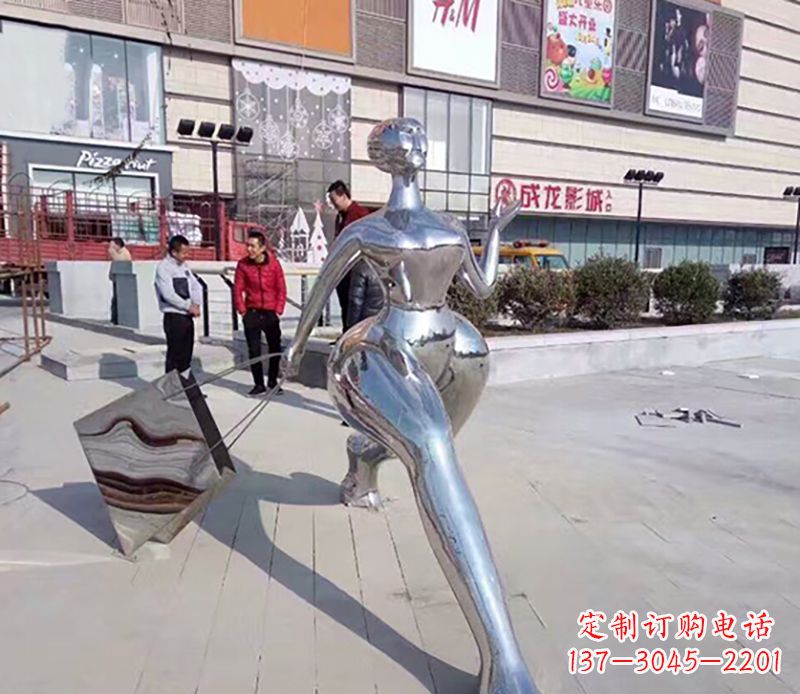 广场不锈钢购物雕塑