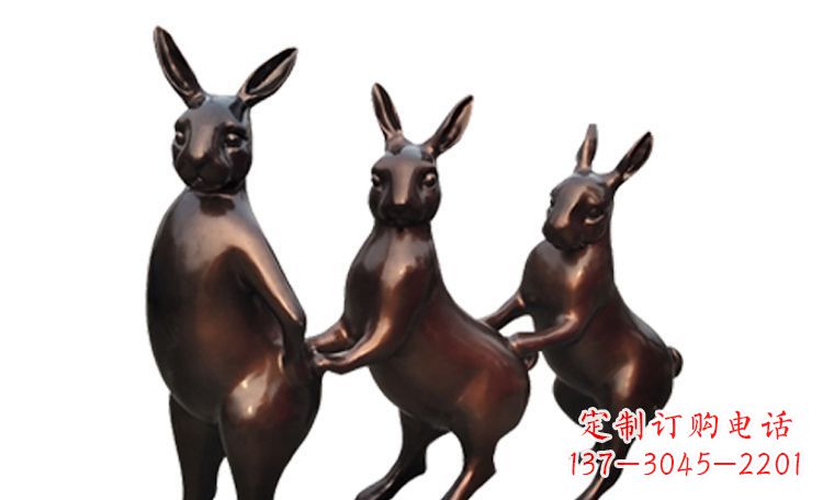 广场不锈钢光面兔子动物雕塑