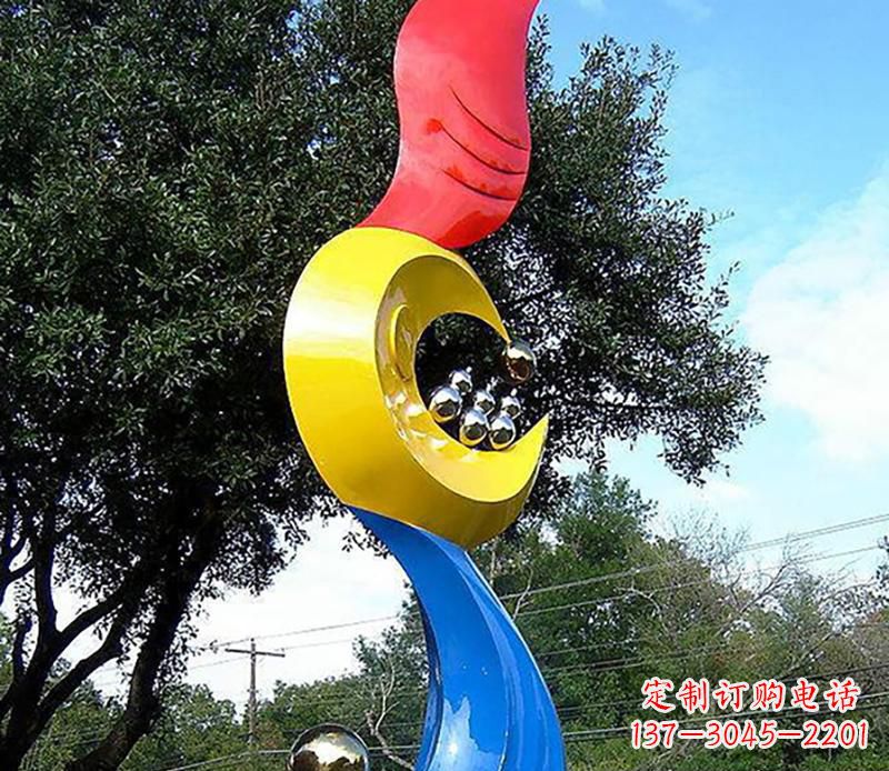 广场不锈钢海浪相接景观雕塑