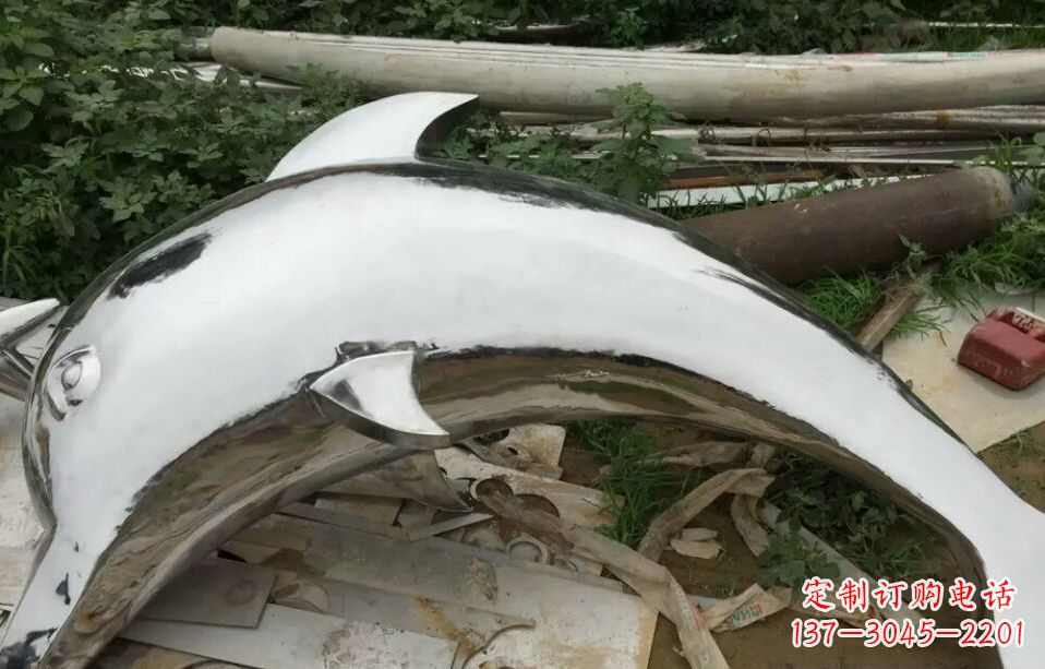 广场不锈钢海豚雕塑 (2)