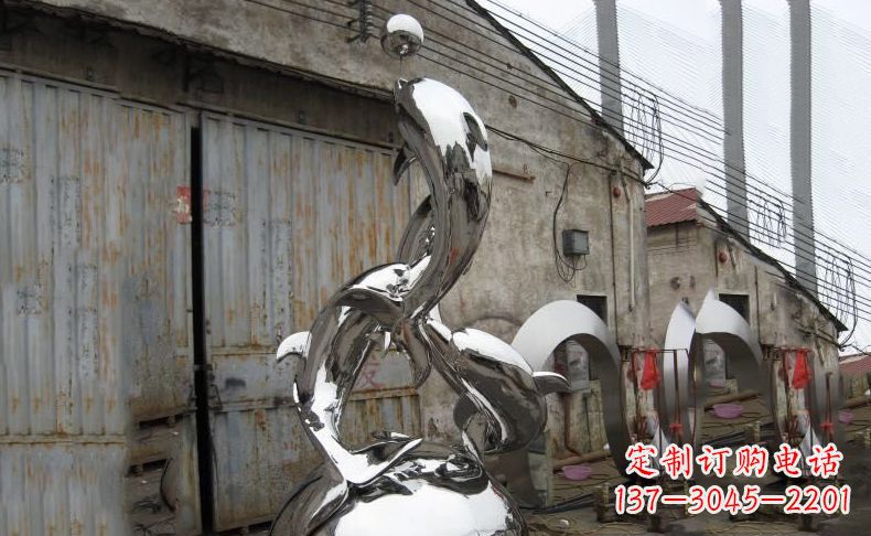 广场不锈钢海豚雕塑