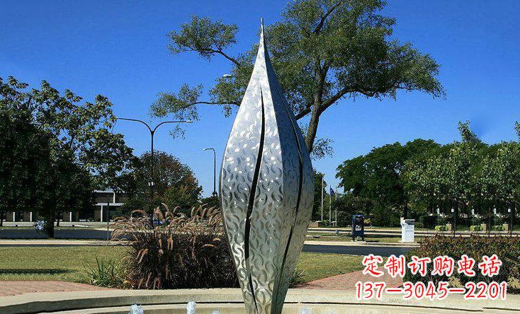 广场不锈钢花骨朵喷泉雕塑