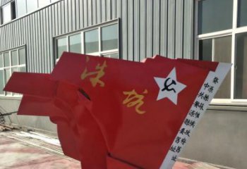 广场不锈钢党旗雕塑12