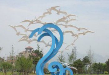 广场不锈钢和平鸽子雕塑