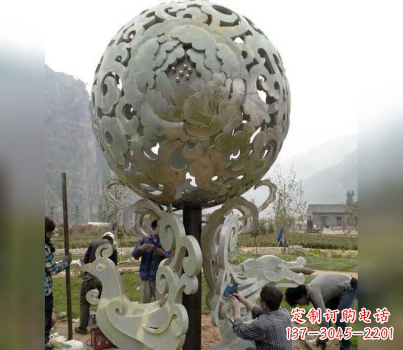 广场不锈钢花球雕塑