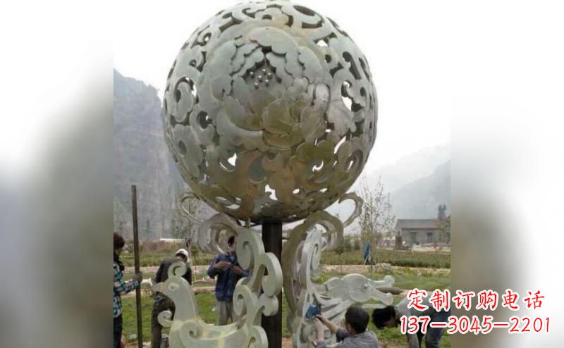 广场不锈钢花球雕塑 (3)