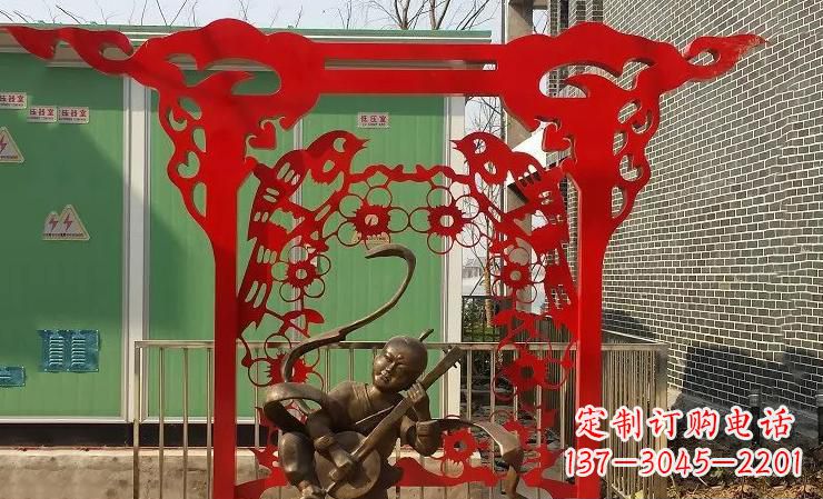 广场不锈钢剪纸雕塑 (2)