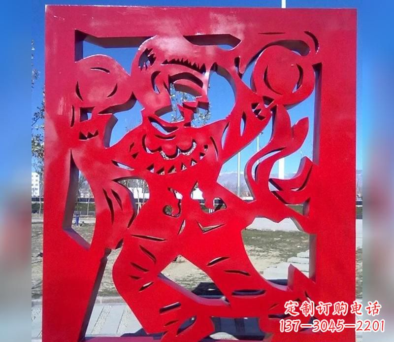 广场不锈钢剪纸人物雕塑