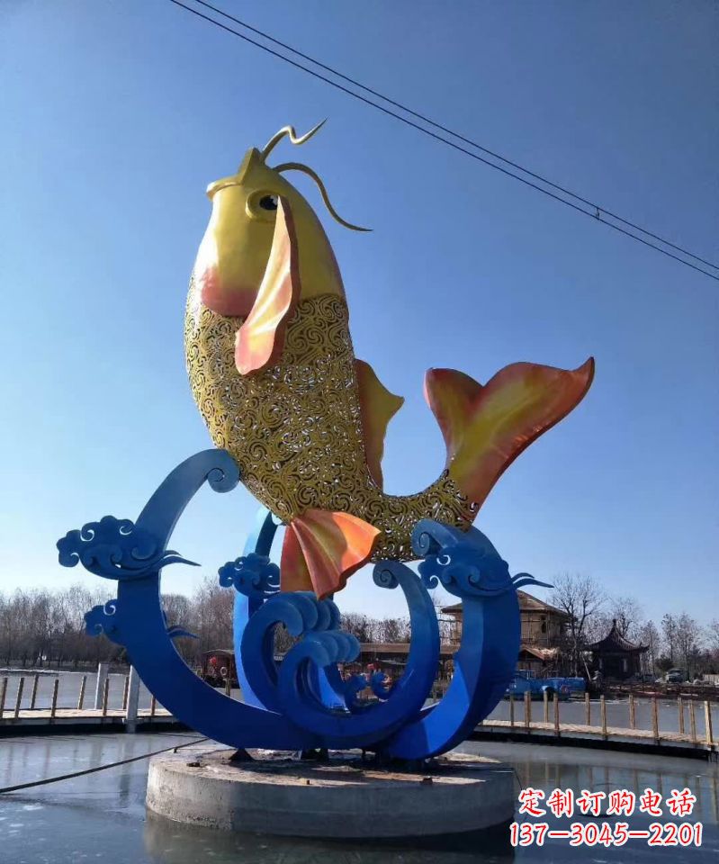广场不锈钢金属鲤鱼雕塑 广场不锈钢金属鲤鱼雕塑