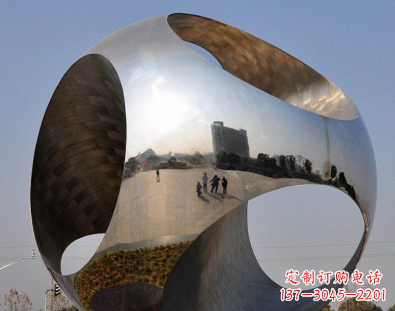 广场不锈钢镜面抽象球景观雕塑