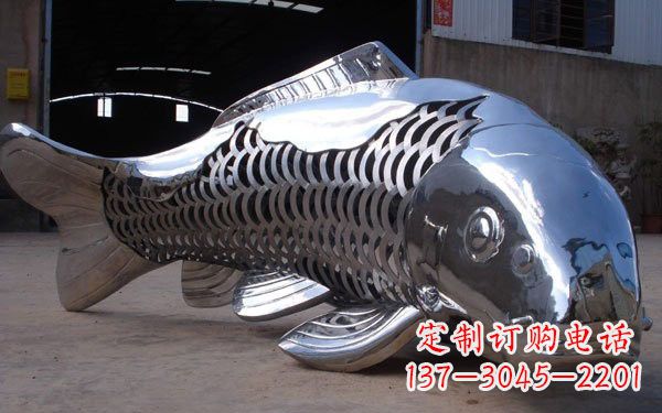 广场不锈钢鲤鱼雕塑