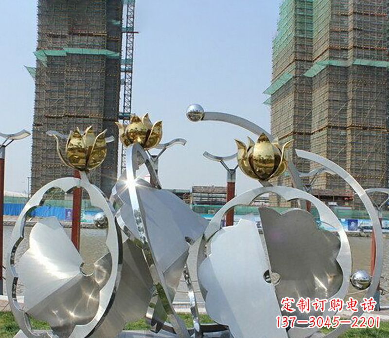 广场不锈钢莲花抽象雕塑