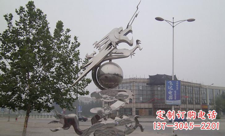 广场不锈钢龙雕塑