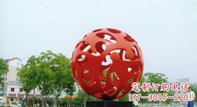 广场不锈钢镂空球景观雕塑 (2)