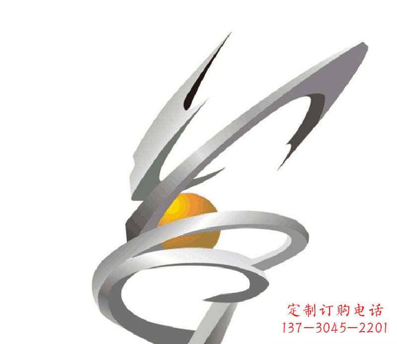 广场不锈钢螺旋金球抽象雕塑