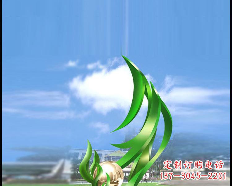 广场不锈钢绿色创意景观雕塑