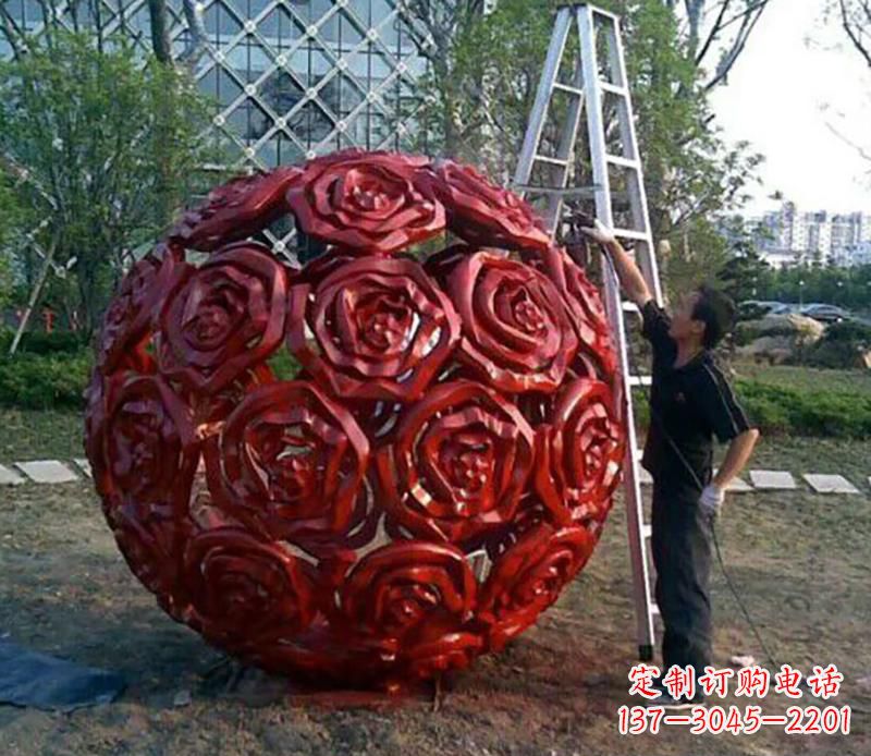 不锈钢玫瑰花镂空雕塑 不锈钢玫瑰花镂空雕塑