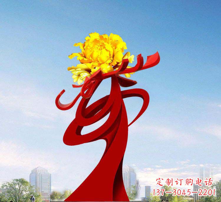 广场不锈钢牡丹花开雕塑 广场不锈钢牡丹花开雕塑