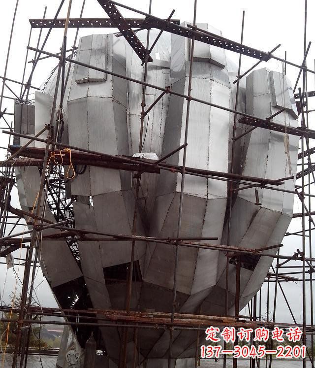 广场不锈钢蟠桃大型景观雕塑
