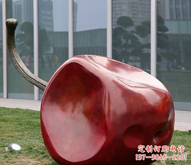 广场不锈钢苹果雕塑