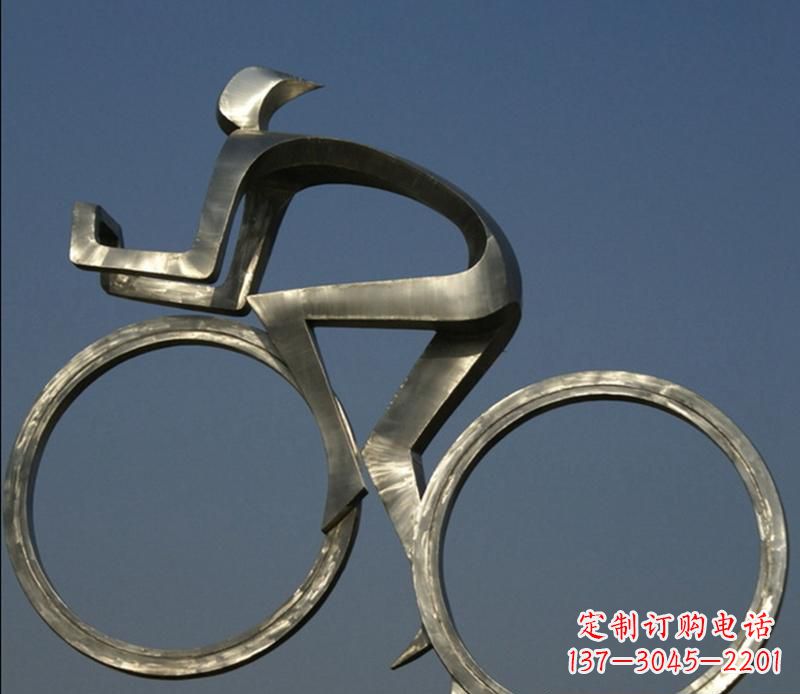广场不锈钢骑自行车摆件雕塑