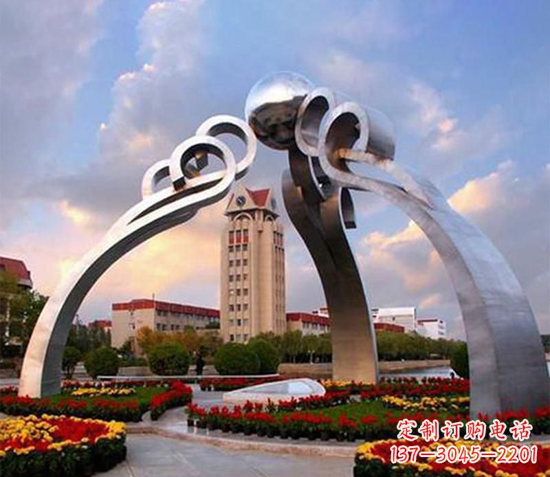 广场不锈钢如意抽象雕塑