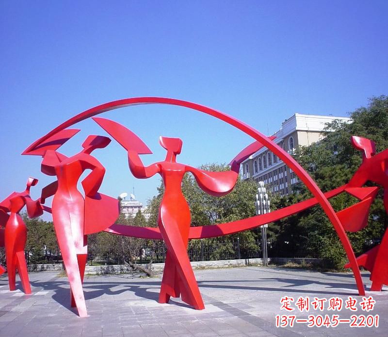广场不锈钢扇子舞蹈雕塑