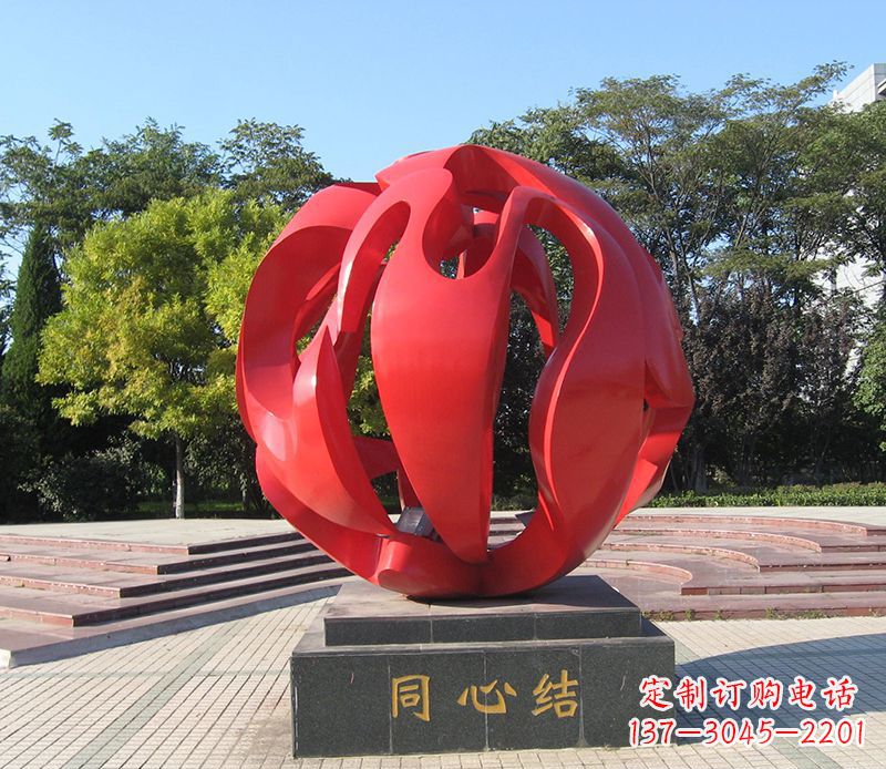 广场不锈钢同心结雕塑
