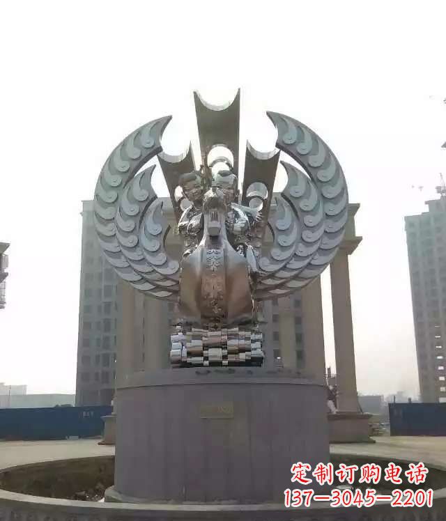 广场不锈钢童趣凤凰雕塑
