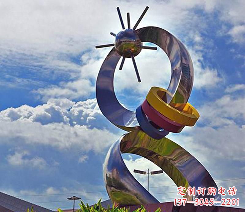广场不锈钢相接花环景观雕塑