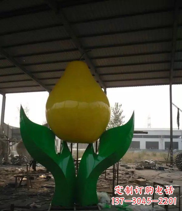广场不锈钢鸭梨雕塑