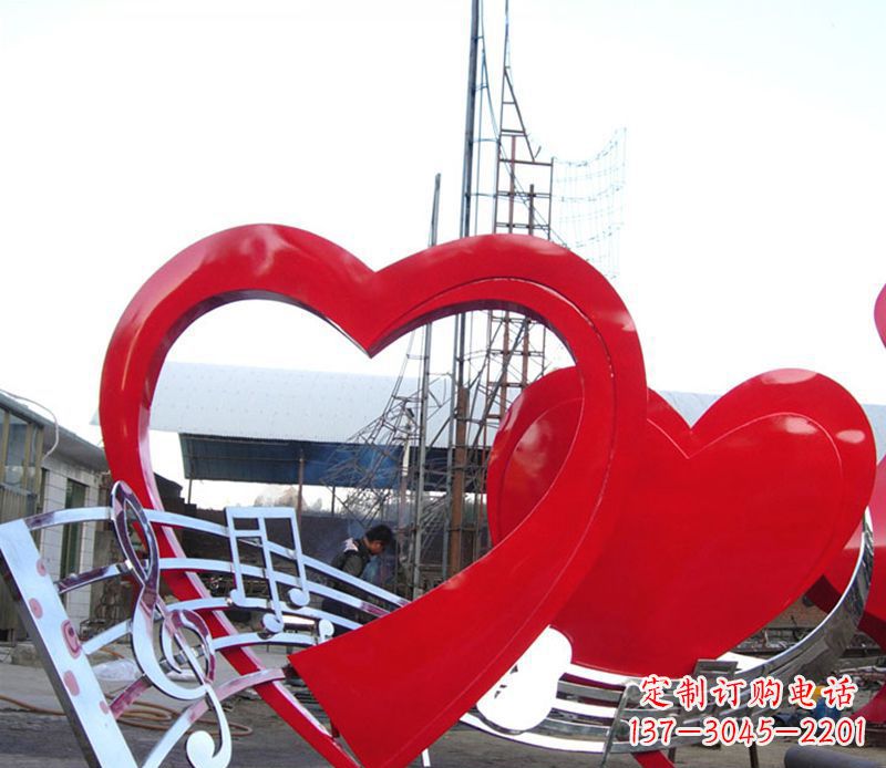 广场不锈钢音符桃心景观雕塑