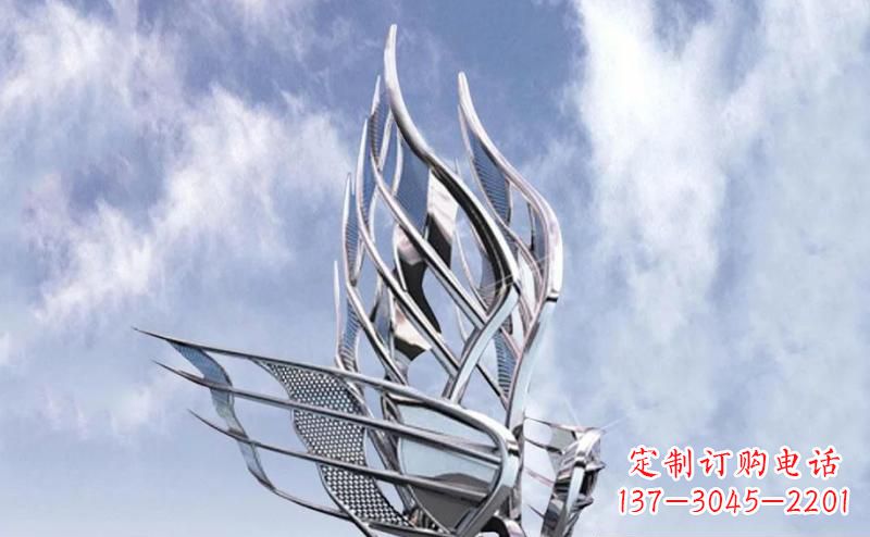 广场不锈钢与时俱进雕塑 (2)