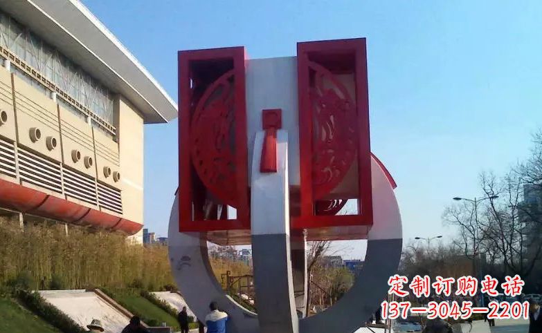 广场不锈钢圆环雕塑 (2)