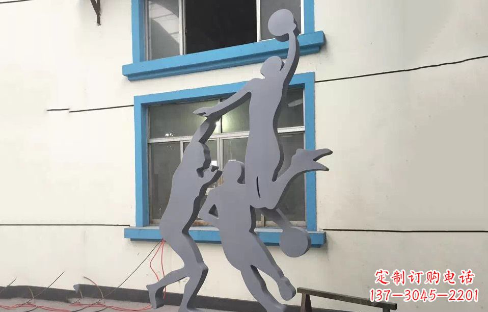 广场不锈钢运动打篮球雕塑,