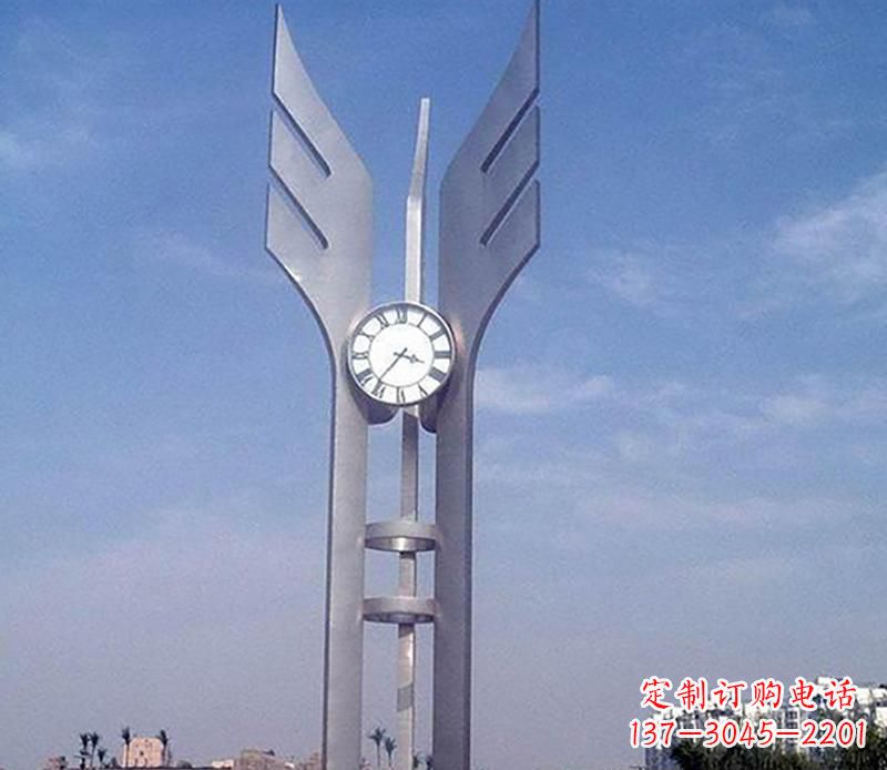 广场不锈钢钟表景观雕塑
